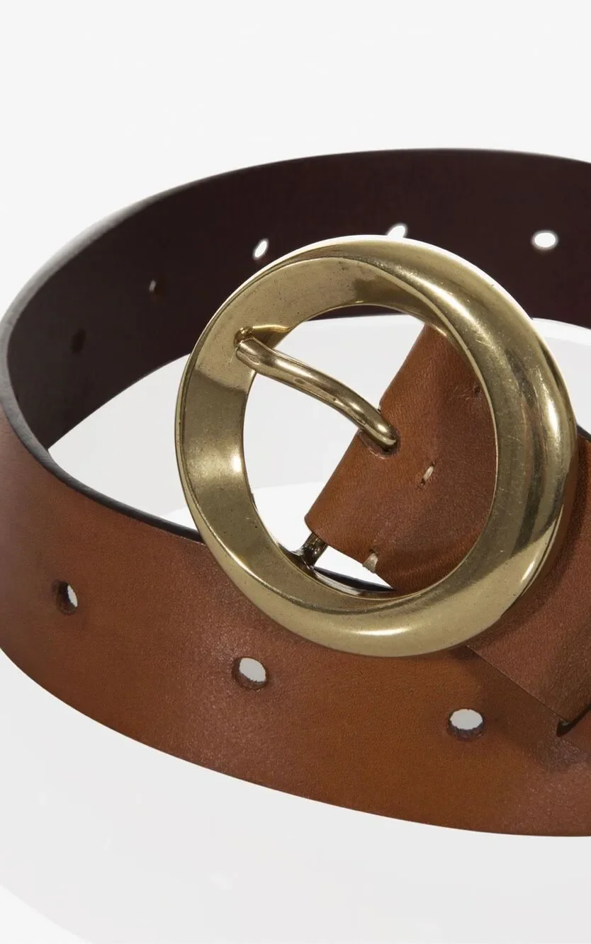 Gavazzeni Azalea Italian Leather Belt Bronze Norway Chocolate Brown 75